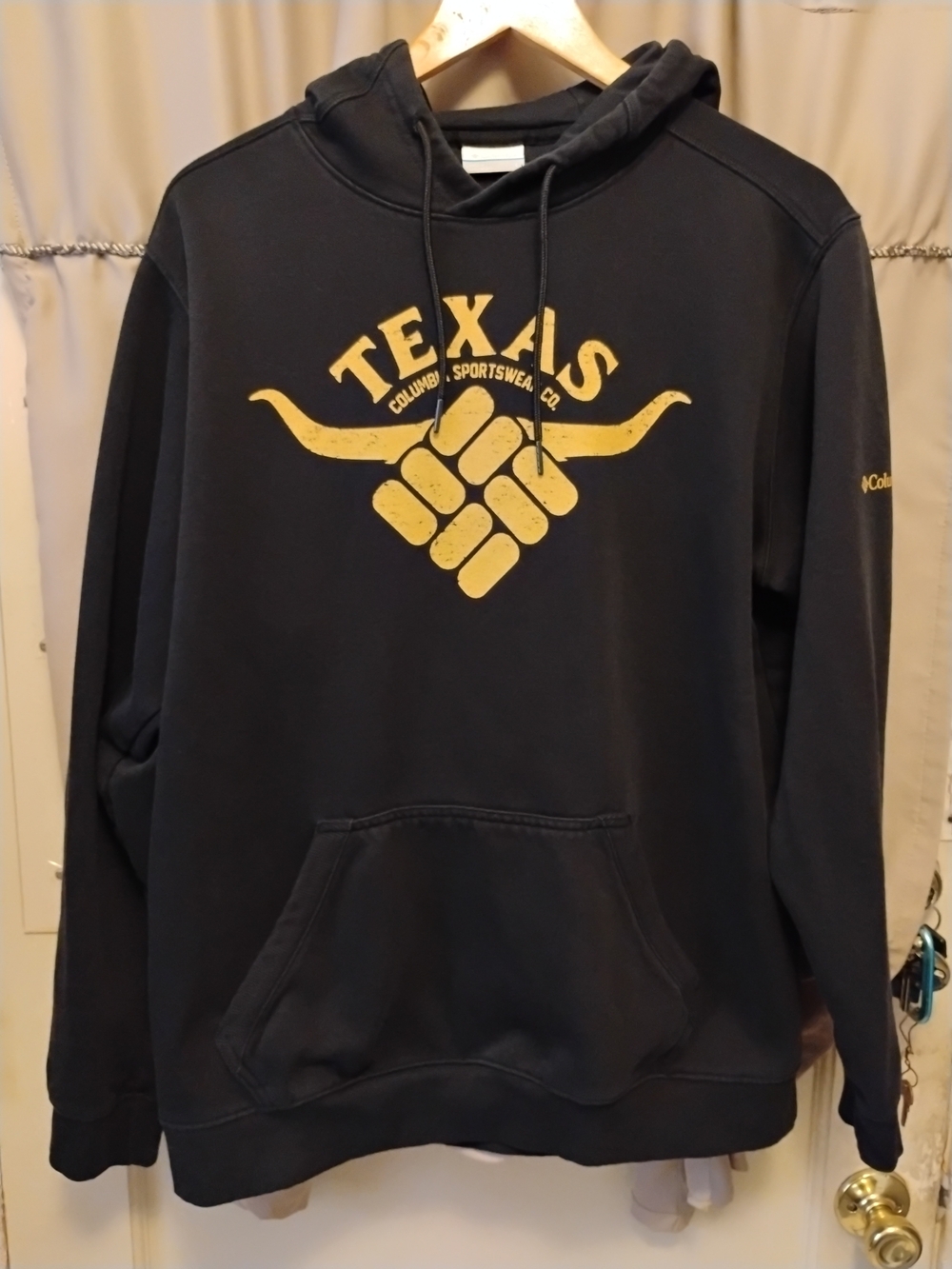 Columbia Men’s Black Hoodie with Yellow Texas Graphic